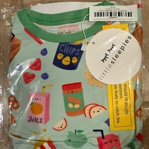 Little Sleepies Green and Blue Snack Pajama Set 2pc outfit